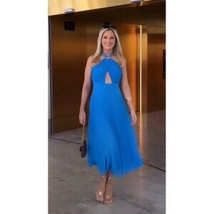 ZARA WOMAN NWT SS23 BLUISH PLEATED SLIP DRESS SIZE Small 3564/111